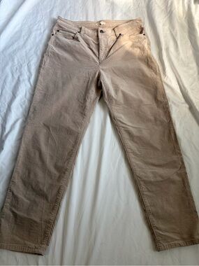 Eileen Fisher Beige Stretch Corduroy Straight Leg Pants | Size M